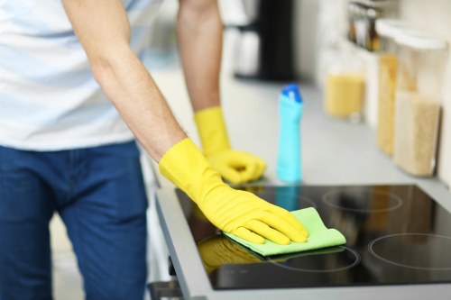 Deep cleaning equipment used on a tiled floor in Roehampton