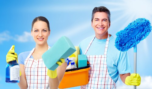 Roehampton Carpet Cleaners team member working safely with carpet cleaning equipment